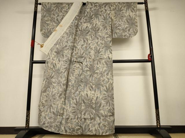 平和屋着物＊夏物　小千谷ちぢみ　花尽くし　麻　逸品　AABK4004jd