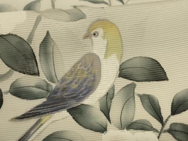 平和屋着物＊夏物　訪問着　絽　手描き　花鳥文　銀彩　正絹　逸品　AABK4005jd