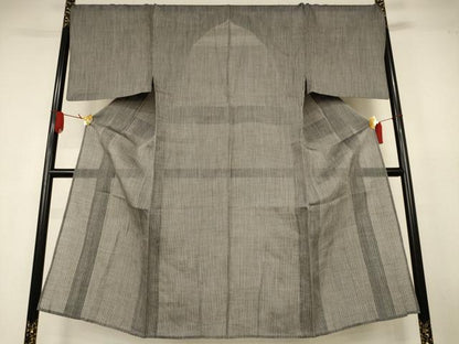 平和屋着物＊夏物　男性　小千谷ちぢみ　縞　麻　逸品　AABK4009jd