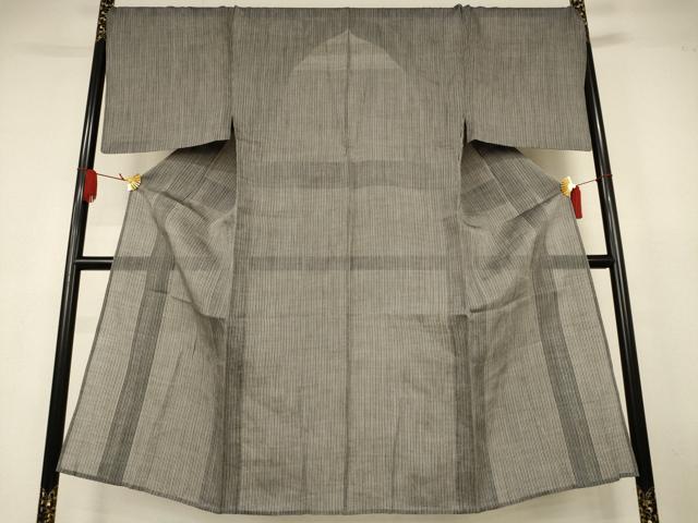 平和屋着物＊夏物　男性　小千谷ちぢみ　縞　麻　逸品　AABK4009jd