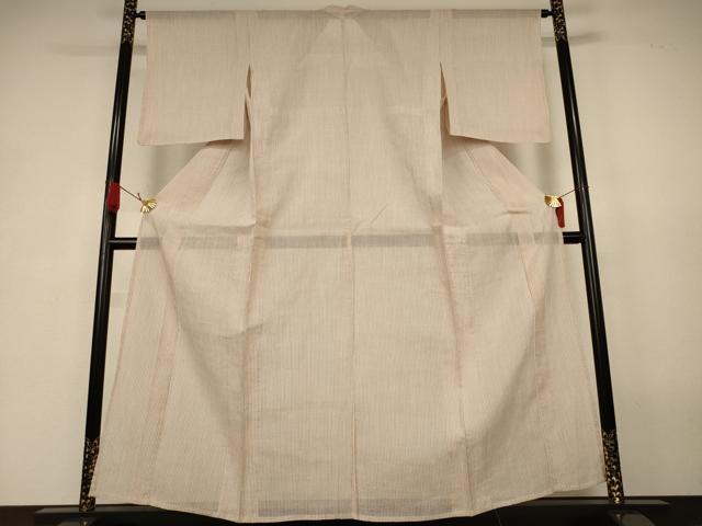 平和屋着物＊夏物　小千谷ちぢみ　縞　麻　逸品　AABK4010jd