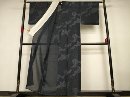 平和屋着物＊夏物　小紋　絽　流水文　正絹　逸品　AABK4013jd
