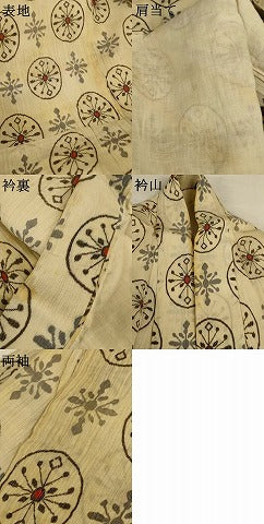 平和屋着物＊夏物　小紋　ちぢみ織　幾何学丸文　AABK4016jd