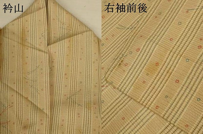 平和屋着物＊夏物　小紋　絽　松葉　間道　正絹　逸品　AABK4019jd