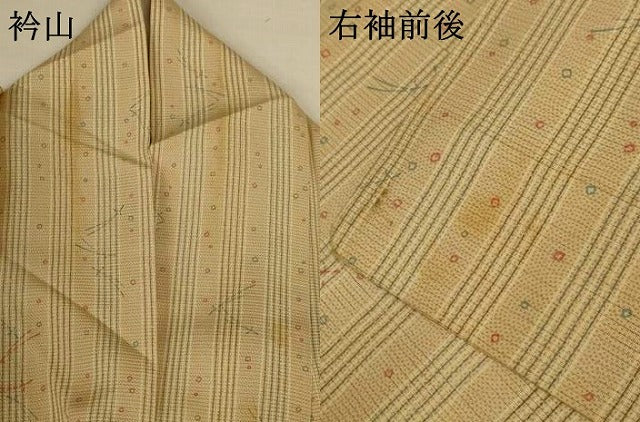 平和屋着物＊夏物　小紋　絽　松葉　間道　正絹　逸品　AABK4019jd