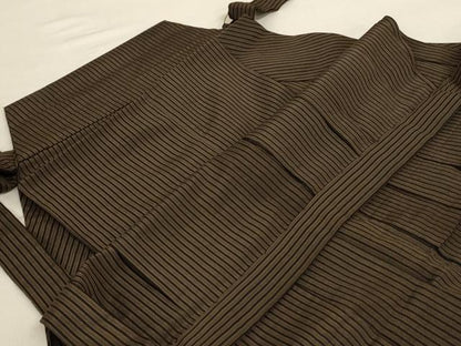 平和屋着物＊夏物　男性　馬乗り袴　縦絽　縞　正絹　逸品　AABK4023jd
