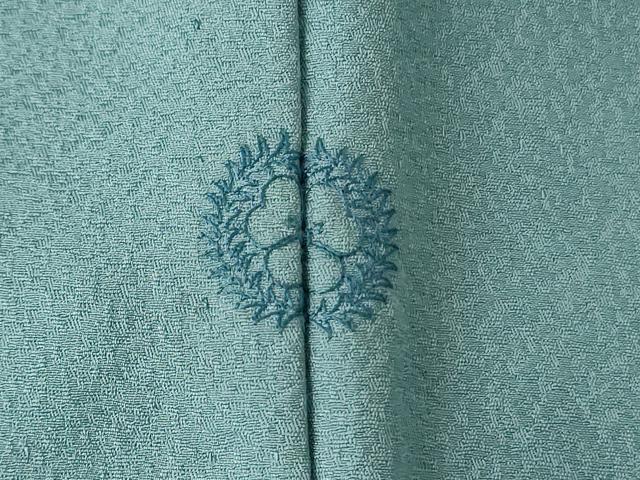 平和屋着物▽無地絵羽訪問着　単衣　中国三大刺繍　汕頭刺繍　スワトウ刺繍　総刺繍　色無地　扇面花文　千草色　正絹　逸品　AABK4025jd