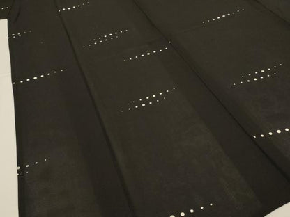 平和屋着物＊夏物　小紋　絽　横段丸文　黒地　正絹　逸品　AABK4026jd