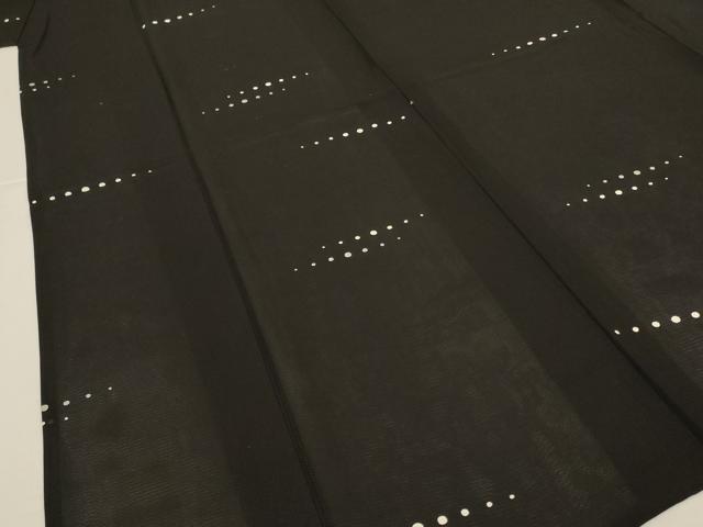 平和屋着物＊夏物　小紋　絽　横段丸文　黒地　正絹　逸品　AABK4026jd