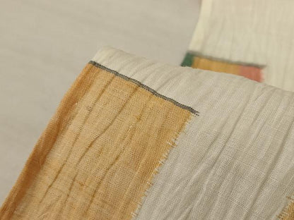 平和屋着物＊夏物　小千谷ちぢみ　幾何学文様　麻　逸品　AABK4027jd