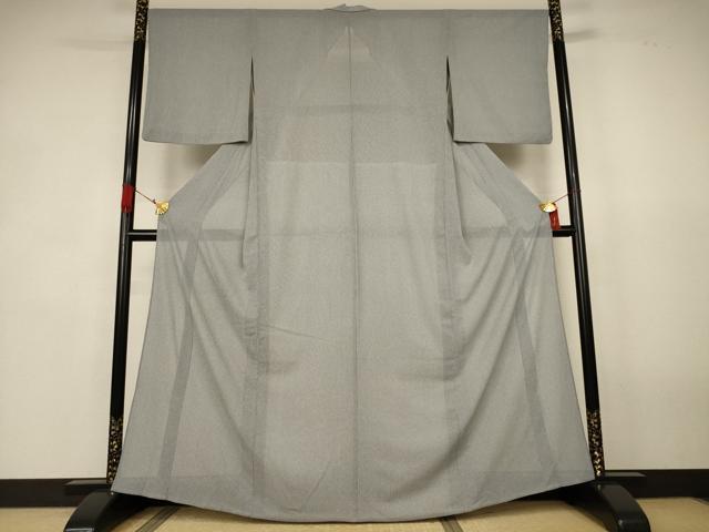 平和屋着物＊夏物　江戸小紋　絽　万筋　青色×白色　両面染め　さんび謹製　洗える着物　AABK4030jd