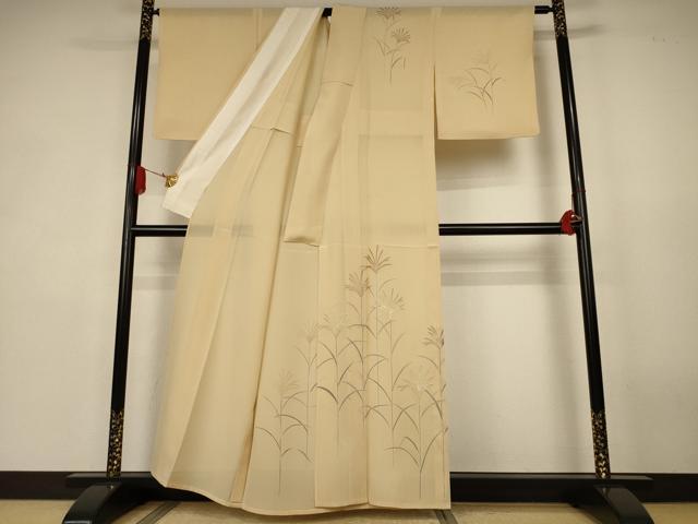 平和屋着物＊夏物　訪問着　絽　草花文　金彩　正絹　逸品　AABK4031jd