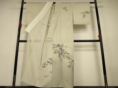 平和屋着物＊夏物　訪問着　絽　友禅　流水笹文　蝶　正絹　逸品　AABK4032jd