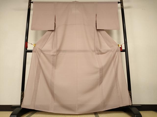 平和屋着物＊夏物　色無地　変わり絽　白茶色　正絹　逸品　AABK4035jd