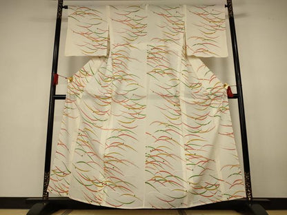 平和屋着物＊夏物　小紋　絽　露芝文　銀彩　正絹　逸品　AABK4038jd