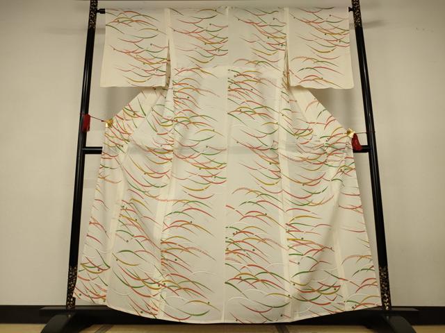 平和屋着物＊夏物　小紋　絽　露芝文　銀彩　正絹　逸品　AABK4038jd