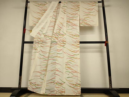 平和屋着物＊夏物　小紋　絽　露芝文　銀彩　正絹　逸品　AABK4038jd