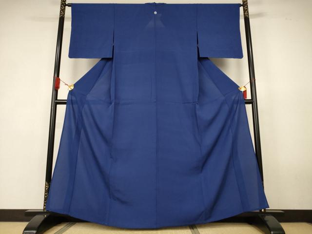 平和屋着物＊夏物　色無地　絽　紺色　正絹　逸品　AABK4044jd