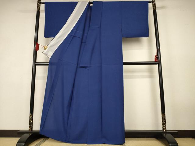 平和屋着物＊夏物　色無地　絽　紺色　正絹　逸品　AABK4044jd