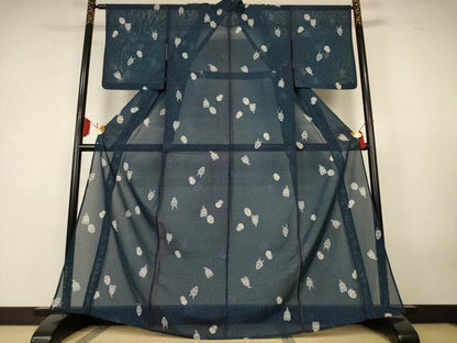 平和屋着物＊夏物　小紋　絽　能面　洗える着物　AABK4049jd