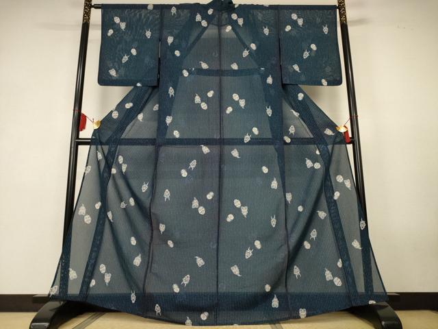 平和屋着物＊夏物　小紋　絽　能面　洗える着物　AABK4049jd