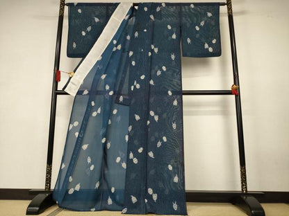平和屋着物＊夏物　小紋　絽　能面　洗える着物　AABK4049jd
