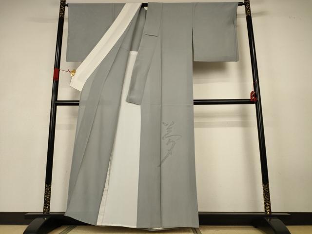 平和屋着物＊夏物　色留訪問着　絽　ドロンワーク　夢　灰青色　正絹　逸品　AABK4051jd