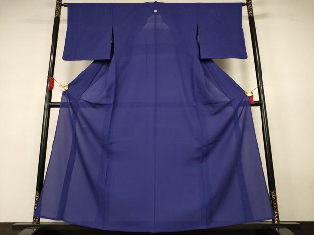 平和屋着物＊夏物　色無地　絽　紺藍色　正絹　逸品　AABK4052jd