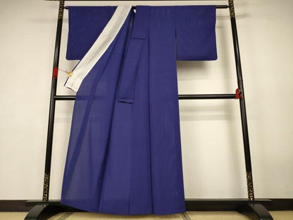 平和屋着物＊夏物　色無地　絽　紺藍色　正絹　逸品　AABK4052jd
