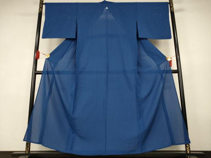 平和屋着物＊夏物　色無地　絽　紺色　正絹　逸品　AABK4057jd