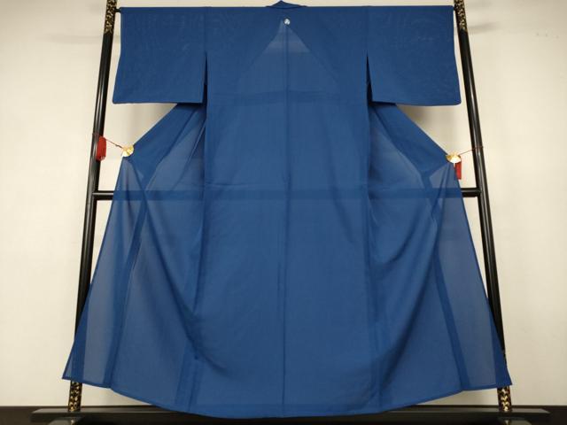 平和屋着物＊夏物　色無地　絽　紺色　正絹　逸品　AABK4057jd