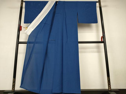 平和屋着物＊夏物　色無地　絽　紺色　正絹　逸品　AABK4057jd