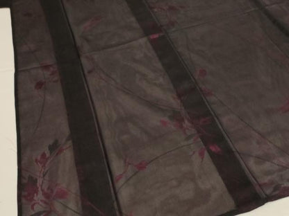平和屋着物＊夏物　小紋　紗　草花文　正絹　逸品　AABK4061jd