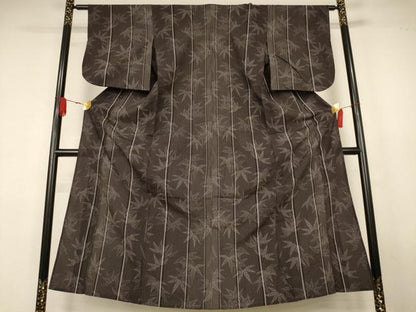 平和屋着物＊夏物　お召　笹文　正絹　逸品　AABK4062jd