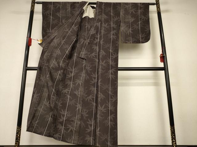 平和屋着物＊夏物　お召　笹文　正絹　逸品　AABK4062jd