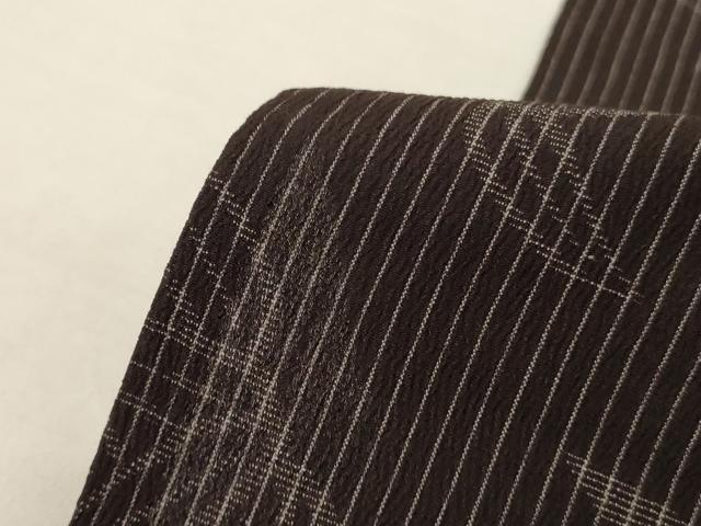 平和屋着物＊夏物　お召　笹文　正絹　逸品　AABK4062jd