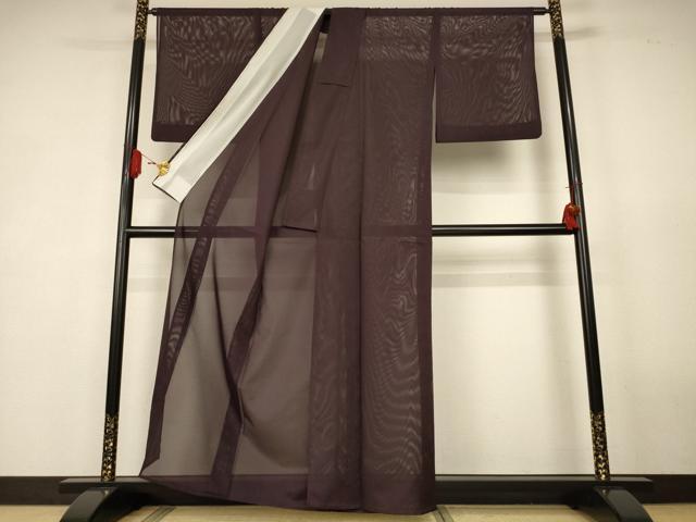 平和屋着物＊夏物　色無地　絽　黒鳶色　洗える着物　AABK4065jd