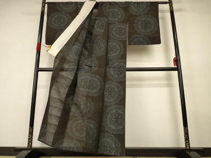 平和屋着物＊夏物　紗紬　源氏車文　正絹　逸品　AABK4068jd