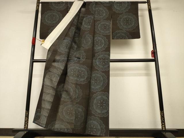 平和屋着物＊夏物　紗紬　源氏車文　正絹　逸品　AABK4068jd