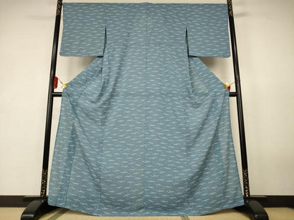 平和屋着物＊夏物　小紋　絽縮緬　露芝文　洗える着物　AABK4080jd