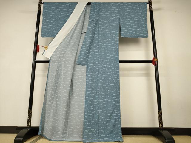 平和屋着物＊夏物　小紋　絽縮緬　露芝文　洗える着物　AABK4080jd