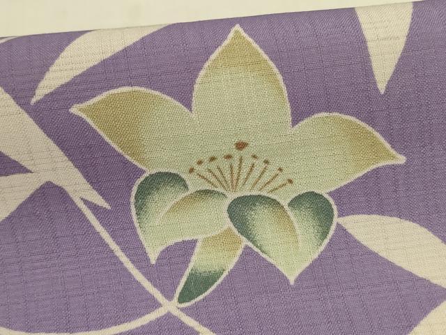 平和屋着物∴夏物　小紋　浴衣兼用　ANNA SUI　横段草花文　さんび謹製　洗える着物　AABK4081jd