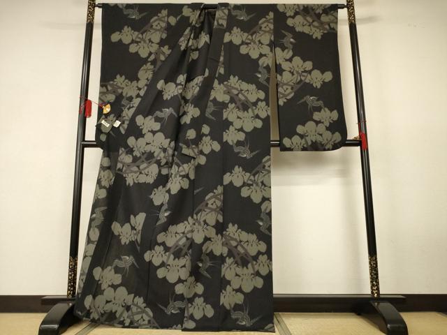 平和屋着物●夏物　撫松庵　振袖・浴衣兼用　セオアルファ　花鳥文　洗える着物　AABK4082jd