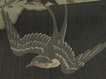 平和屋着物●夏物　撫松庵　振袖・浴衣兼用　セオアルファ　花鳥文　洗える着物　AABK4082jd