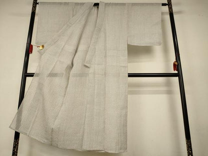 平和屋着物＊夏物　男性　本場小千谷ちぢみ　絣柄　反端付き　麻　逸品　AABK4085jd