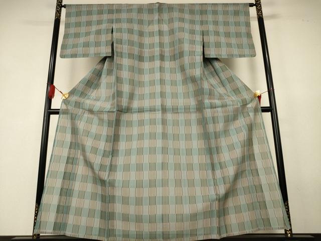 平和屋着物＊夏物　本場琉球絣　夏琉球　格子　正絹　逸品　AABK4086jd