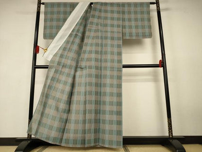 平和屋着物＊夏物　本場琉球絣　夏琉球　格子　正絹　逸品　AABK4086jd