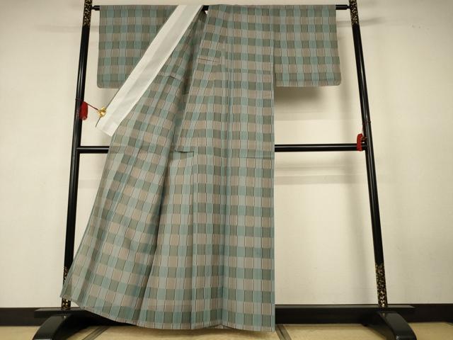 平和屋着物＊夏物　本場琉球絣　夏琉球　格子　正絹　逸品　AABK4086jd