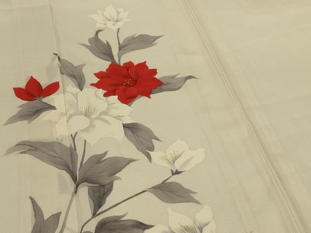 平和屋着物＊夏物　訪問着　絽　手描き　草花文　正絹　逸品　AABK4095jd