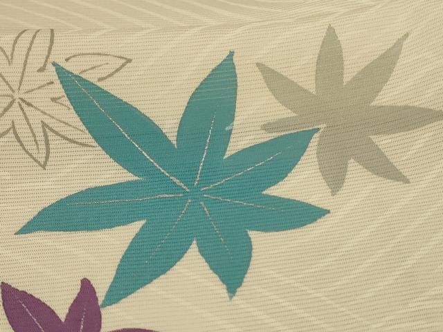 平和屋着物＊夏物　訪問着　絽　立波楓文　銀彩　正絹　逸品　AABK4096jd
